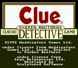 Clue (USA) Title Screen